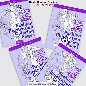 Fashion illustration downloadable coloring pages